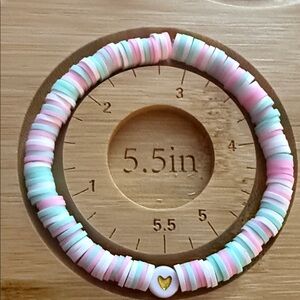 Pastel Beaded Bracelet with Heart Charm